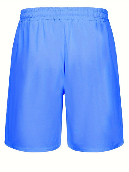 Men's Outfit, Solid Casual Crew Neck Short Sleeve T-Shirt & Drawstring Shorts 2-piece Set For Summer Outdoor Activities