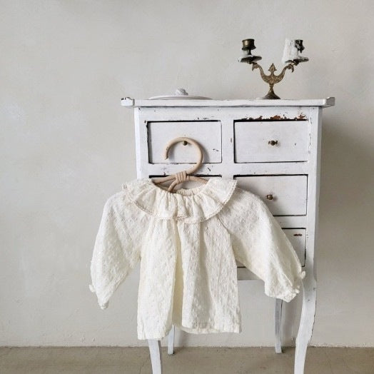 Baby Girl Sweet Lotus Leaf Lapel Princess All-matching Cut Flower Polka Dot Bottoming Shirt