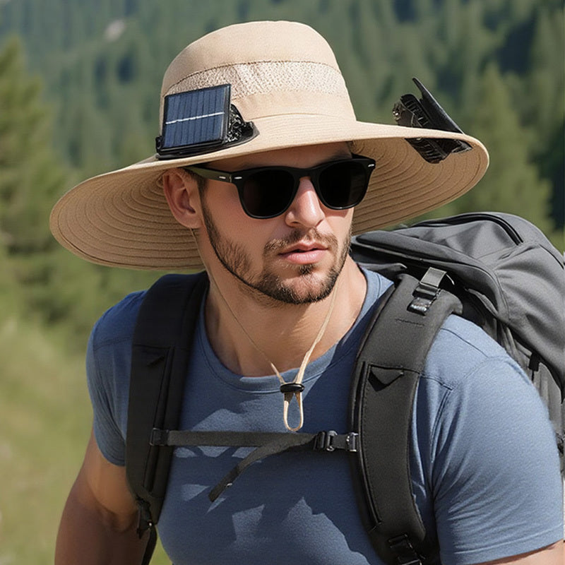 Solar-powered Fan Hat With Long-lasting Lithium Battery, Men's Outdoor Fishing Hat With Fan, Sun Protection Fisherman's Hat